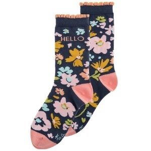 Karma Women's Floral Socks - Navy OSFM